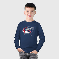 Лонгслив хлопковый детский Columbus blue jackets - hockey team - emblem, цвет: тёмно-синий — фото 2