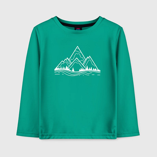 Детский лонгслив Лес и горы минимализм / Зеленый – фото 1
