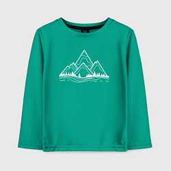 Лонгслив хлопковый детский Лес и горы минимализм, цвет: зеленый