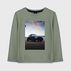 Лонгслив хлопковый детский Авто на фоне неба, цвет: авокадо