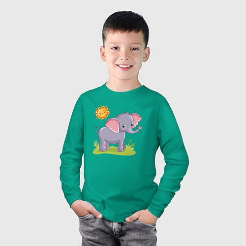 Детский лонгслив Летний слоник / Зеленый – фото 3
