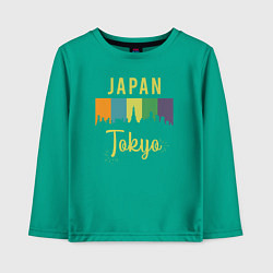 Лонгслив хлопковый детский Токио Япония, цвет: зеленый