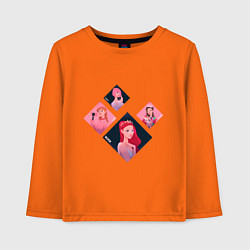 Лонгслив хлопковый детский Хаотичные арты участниц Блэк Пинк, цвет: оранжевый