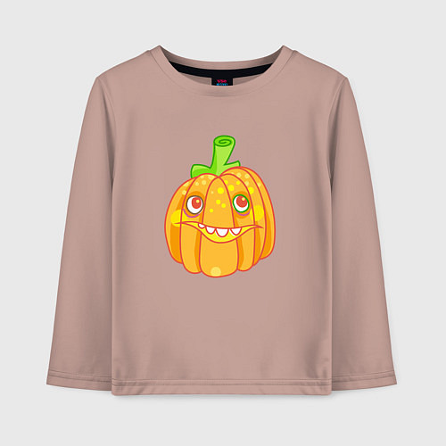 Детский лонгслив Веселая тыква: для вечеринки на Хэллоуин / Пыльно-розовый – фото 1