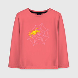 Лонгслив хлопковый детский Веселый паук и паутина: вечеринка на Хэллоуин, цвет: коралловый