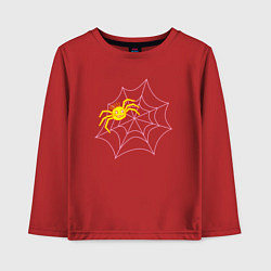 Лонгслив хлопковый детский Веселый паук и паутина: вечеринка на Хэллоуин, цвет: красный