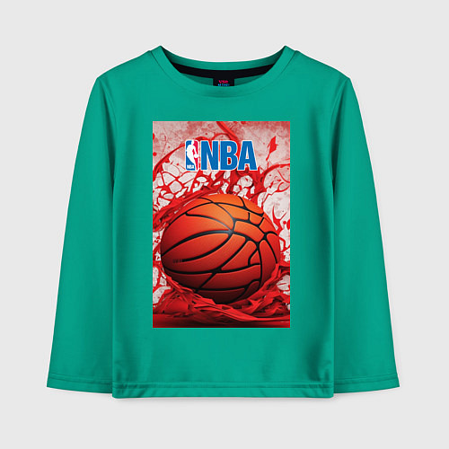 Детский лонгслив Баскетбольный мяч nba / Зеленый – фото 1