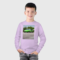 Лонгслив хлопковый детский Спорткар на трассе, цвет: лаванда — фото 2