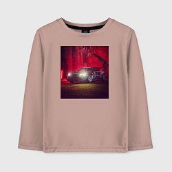 Лонгслив хлопковый детский Гоночная машина, цвет: пыльно-розовый
