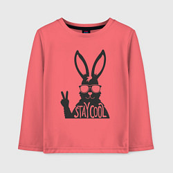 Лонгслив хлопковый детский Stay cool rabbit, цвет: коралловый