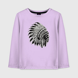Лонгслив хлопковый детский Индеец шаман, цвет: лаванда