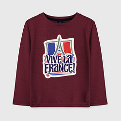 Лонгслив хлопковый детский Vive la France, цвет: меланж-бордовый