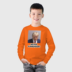 Лонгслив хлопковый детский Трамп в тюрьме, цвет: оранжевый — фото 2