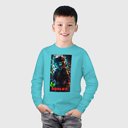 Лонгслив хлопковый детский Roblox avatar, цвет: бирюзовый — фото 2