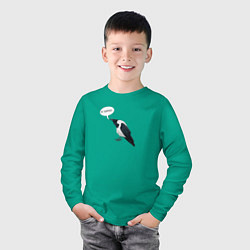 Лонгслив хлопковый детский Смешная ворона с надписью, цвет: зеленый — фото 2