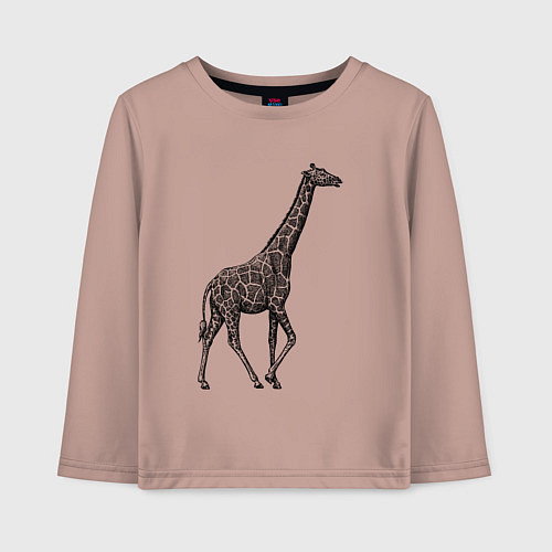 Детский лонгслив Жираф гуляет / Пыльно-розовый – фото 1