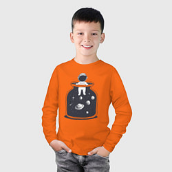 Лонгслив хлопковый детский Космическая банка, цвет: оранжевый — фото 2