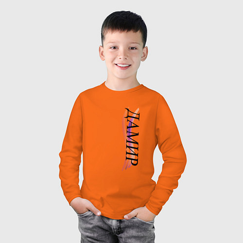 Детский лонгслив Имя Дамир / Оранжевый – фото 3