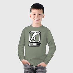 Лонгслив хлопковый детский CS2 logo, цвет: авокадо — фото 2