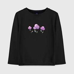 Лонгслив хлопковый детский Акварельные сиреневые цветы, цвет: черный