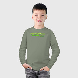 Лонгслив хлопковый детский Counter strike 2 green logo, цвет: авокадо — фото 2