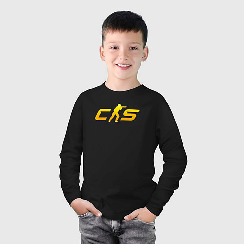 Детский лонгслив CS2 yellow logo / Черный – фото 3