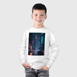 Лонгслив хлопковый детский Cyberpank, цвет: белый — фото 2
