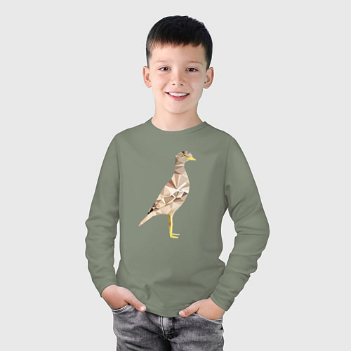 Детский лонгслив Авдотка птица в стиле Low Poly / Авокадо – фото 3