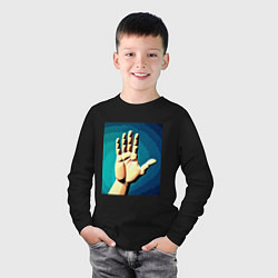 Лонгслив хлопковый детский Приветствие рукой, цвет: черный — фото 2