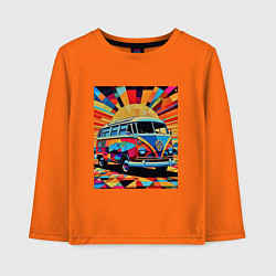 Лонгслив хлопковый детский В машине на отдых, цвет: оранжевый