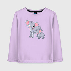 Лонгслив хлопковый детский Elephants family, цвет: лаванда