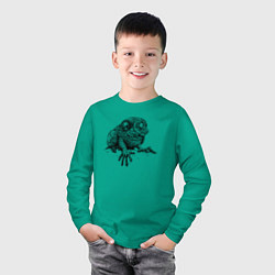 Лонгслив хлопковый детский Долгопят сидит, цвет: зеленый — фото 2