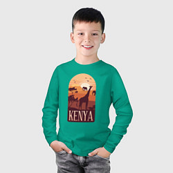 Лонгслив хлопковый детский Kenya, цвет: зеленый — фото 2