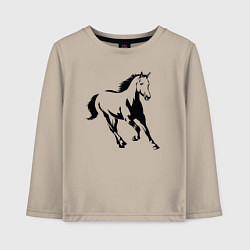 Лонгслив хлопковый детский Конь скачет, цвет: миндальный