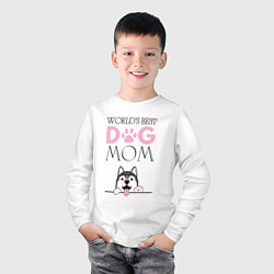 Лонгслив хлопковый детский Самая лучшая мама собаки, цвет: белый — фото 2