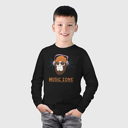 Лонгслив хлопковый детский Monkey music zone, цвет: черный — фото 2