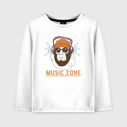 Лонгслив хлопковый детский Monkey music zone, цвет: белый