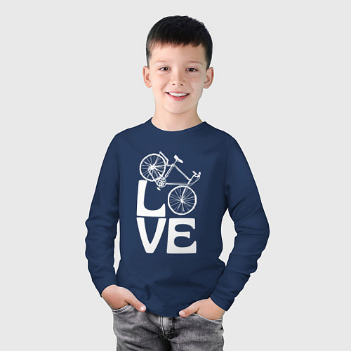 Детский лонгслив Любовь велосипедиста / Тёмно-синий – фото 3