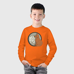 Лонгслив хлопковый детский Год собаки на китайском, цвет: оранжевый — фото 2