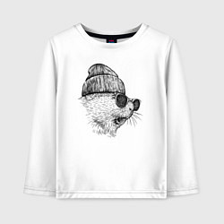 Лонгслив хлопковый детский Морская свинка модная, цвет: белый