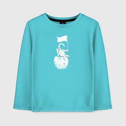 Лонгслив хлопковый детский Покоритель луны, цвет: бирюзовый