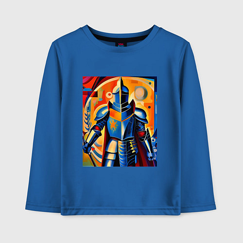 Детский лонгслив Средневековый рыцарь в доспехах / Синий – фото 1