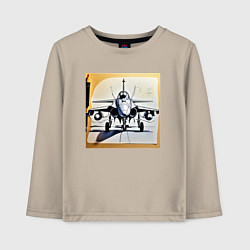 Лонгслив хлопковый детский Эскиз истребителя, цвет: миндальный