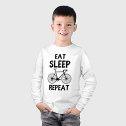 Лонгслив хлопковый детский Eat sleep bike repeat, цвет: белый — фото 2