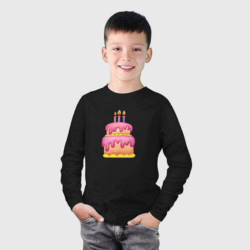 Детский лонгслив Розовый торт со свечками / Черный – фото 3
