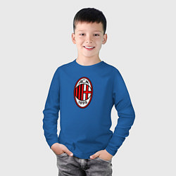 Лонгслив хлопковый детский Футбольный клуб Milan, цвет: синий — фото 2
