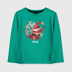 Лонгслив хлопковый детский Happy Dragon year 2024, цвет: зеленый