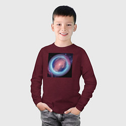 Лонгслив хлопковый детский Планета из космоса, цвет: меланж-бордовый — фото 2