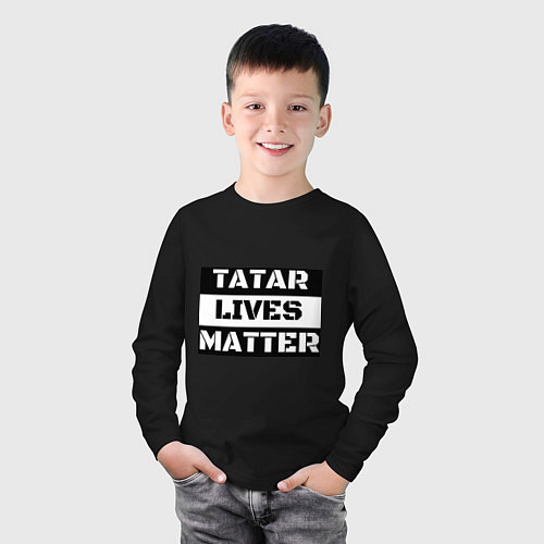 Детский лонгслив Tatar lives matter / Черный – фото 3