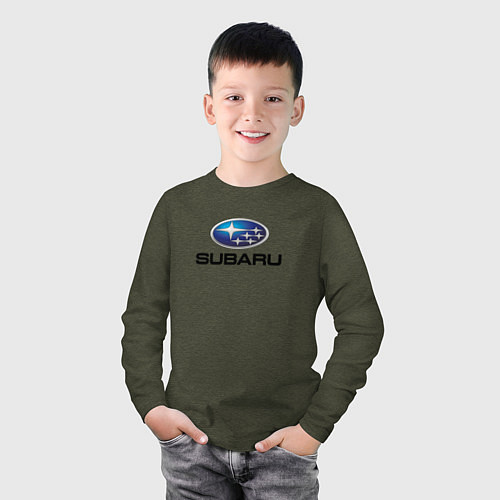 Детский лонгслив Subaru sport auto / Меланж-хаки – фото 3